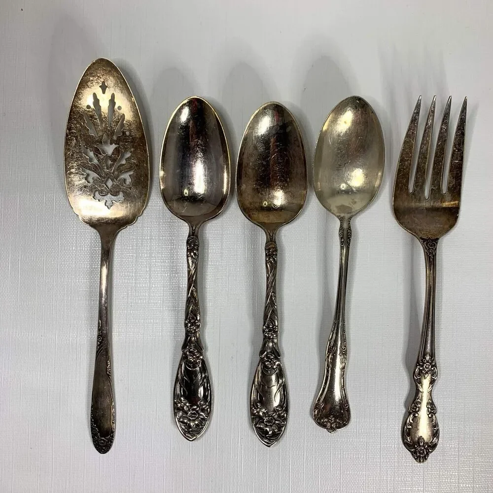 Vintage Elegant Silver Plate Serving Utensils Antique Shabby Decor Cake Pastry